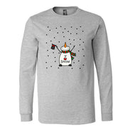 Snowman Long Sleeve Tee, Cute Snowman with I Love Snow Design on premium unisex long sleeve tee, 3x plus size long sleeve