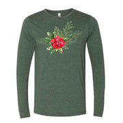 Christmas Long Sleeve, Beautiful Christmas Poinsettia, Poinsettia Design on premium unisex long sleeve tee, 3x plus size long sleeve