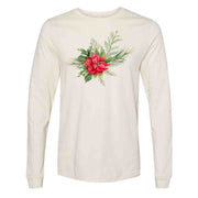 Christmas Long Sleeve, Beautiful Christmas Poinsettia, Poinsettia Design on premium unisex long sleeve tee, 3x plus size long sleeve