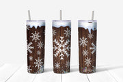 20 oz Skinny Tumbler, Wood Fence Snowflake Tumbler, Snow and Snowflakes Tumbler, Snow Skinny, 20 oz Stainless Steel Tumbler