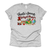 Christmas Tee, Santa's Favorite Teacher's Assistant, Teachers Assistant Design, premium unisex shirt, 2 color choices, plus sizes available