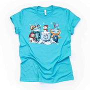 Winter Tee, Super Cute Winter Coffee Drinks with Snowmen, Snowmen Coffee Design on premium cotton unisex shirt, plus sizes, 2x, 3x, 4x