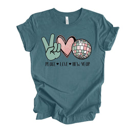 New Years Tee, Super Cute Peace Love New Year, New Year Disco Ball Design on premium Bella + Canvas unisex shirt, 3 color choices, plus size