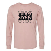 New Year's Long Sleeve, Hello 2023, New Year 2023, Repeating 2023 Design on premium unisex long sleeve tee, 3x plus size long sleeve