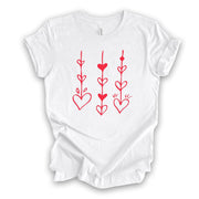 Valentine's Day Tee, Cute Hanging Hearts, Valentine Hearts Design on premium unisex shirt, 3 color choices, 3x valentine, 4x valentine