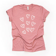 Valentine's Day Tee, Cute Hearts Collage, Valentine Hearts Design on premium unisex shirt, 5 color choices, 3x valentine, 4x valentine