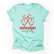 Christmas Tee, Candy Cane Lane, Peppermint Everything, Peppermint Sticks, premium unisex shirt, 3 color choices, plus sizes available