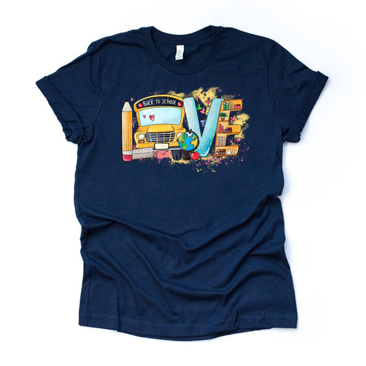 School Bus Driver Shirt, LOVE School Bus Driver, Gift for School Bus Driver Design on premium unisex shirt, 3 color choices, plus size