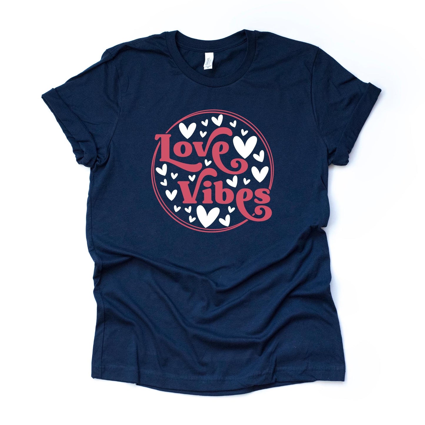 Valentine's Day Tee, Super Cute LOVE VIBES, Hearts and Love Design on premium unisex shirt, 3 color choices, 3x valentine, 4x valentine