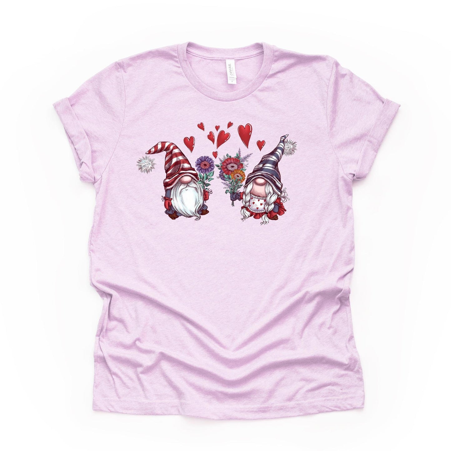 Valentine's Day Tee, Gnomes in Love, Valentine Gnome Couple Design on premium unisex shirt, 3 color choices, 3x valentine, 4x valentine
