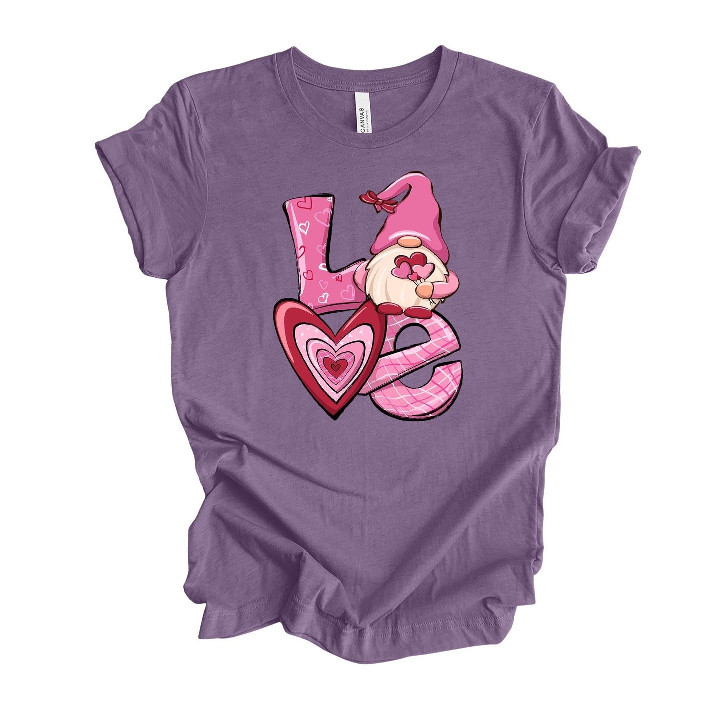 Valentine's Day Tee, Super Cute Valentine Gnome, LOVE Gnome Design, on premium unisex shirt, 3 color choices, 3x valentine, 4x valentine