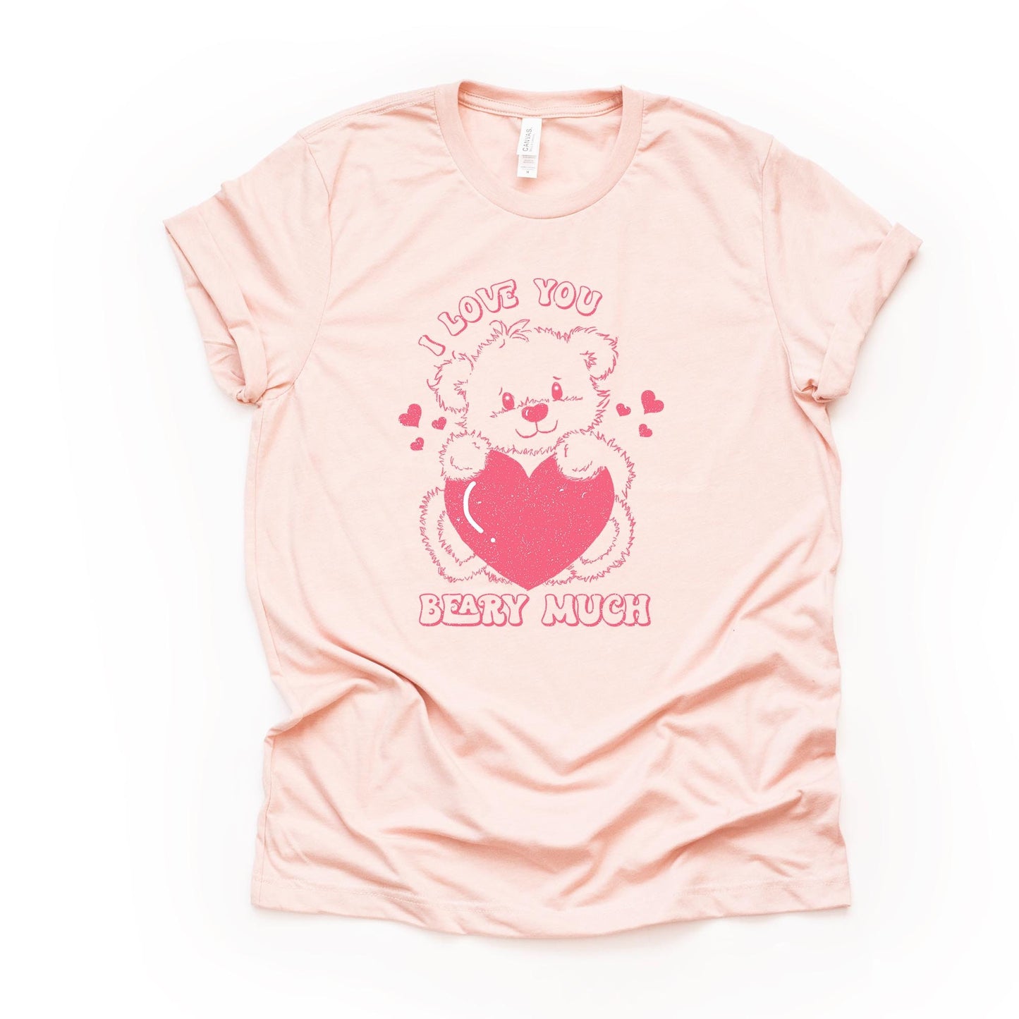 Valentine's Day Tee, Retro 80s I Love You Beary Much Bear Design, premium unisex shirt, 3 color choices, 3x valentine, 4x valentine