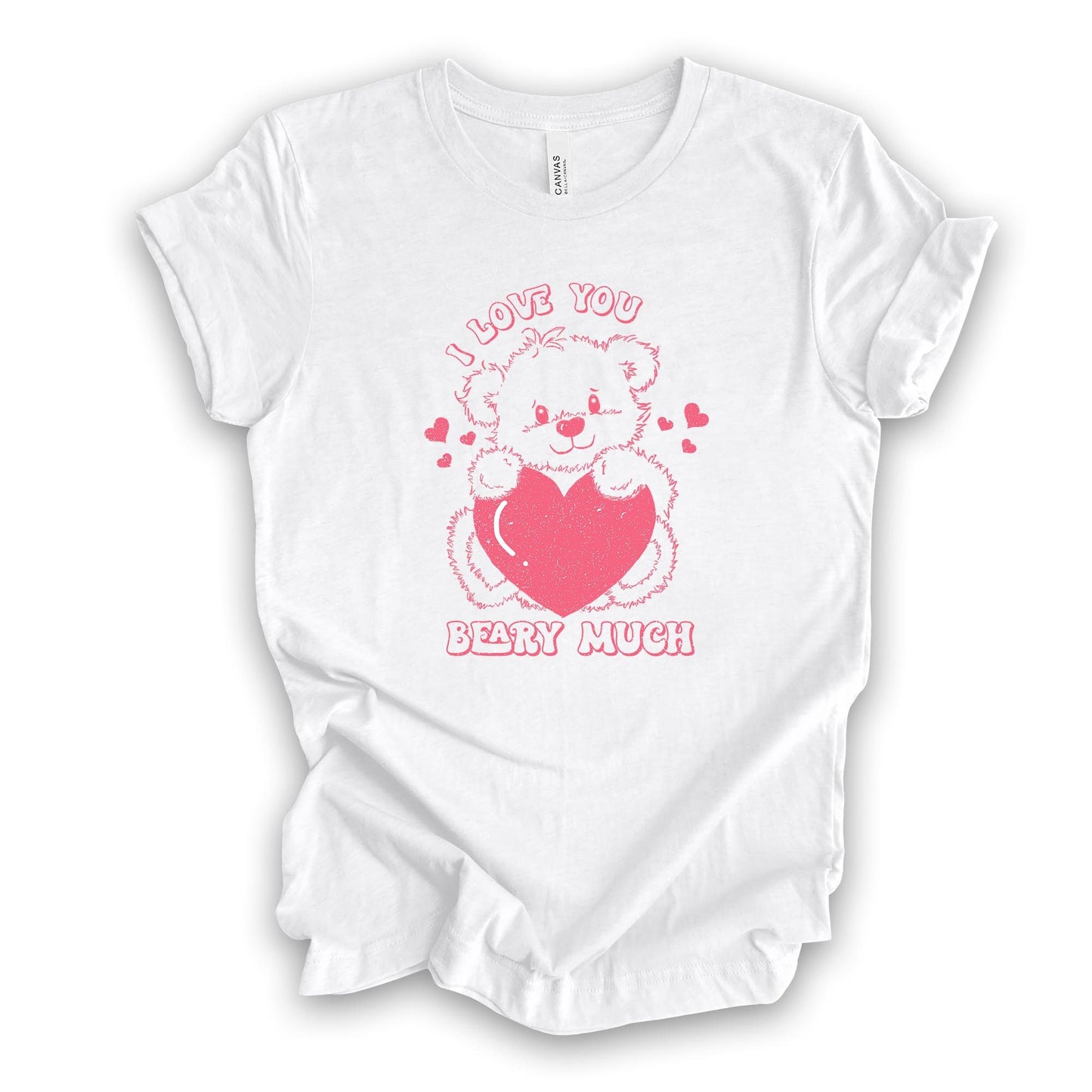 Valentine's Day Tee, Retro 80s I Love You Beary Much Bear Design, premium unisex shirt, 3 color choices, 3x valentine, 4x valentine