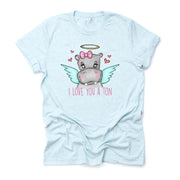 Valentine's Day Tee, Super Cute Valentine Hippo, I Love You a Ton Design, premium unisex shirt, 3 color choices, 3x valentine, 4x valentine