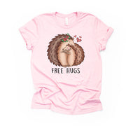 Valentine's Day Tee, Free Hugs, Cute Valentine Hedgehogs Design, premium unisex shirt, 3 color choices, 3x valentine, 4x valentine