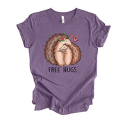 Valentine's Day Tee, Free Hugs, Cute Valentine Hedgehogs Design, premium unisex shirt, 3 color choices, 3x valentine, 4x valentine