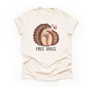 Valentine's Day Tee, Free Hugs, Cute Valentine Hedgehogs Design, premium unisex shirt, 3 color choices, 3x valentine, 4x valentine