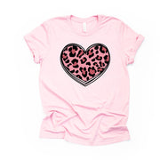 Valentine's Day Tee, Cute Leopard Pink Heart, Valentine Heart Design, premium unisex shirt, 3 color choices, 3x valentine, 4x valentine