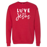 Christian Sweatshirt, Love Like Jesus Valentine Design, Unisex Sponge Fleece Drop Shoulder Crewneck Bella + Canvas, Valentine Sweatshirt
