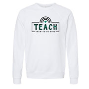 Teacher Sweatshirt, Cute Green Plaid TEACH Them To Be Kind Design, Unisex Sponge Fleece Raglan Crewneck Bella + Canvas, Fall Sweatshirt