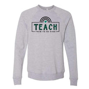Teacher Sweatshirt, Cute Green Plaid TEACH Them To Be Kind Design, Unisex Sponge Fleece Raglan Crewneck Bella + Canvas, Fall Sweatshirt