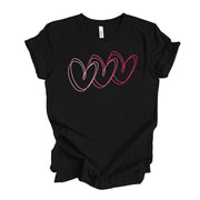 Valentine's Day Tee, Super Cute Valentine Hearts, Hearts Linked Design on premium unisex shirt, 3 color choices, 3x valentine, 4x valentine