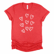 Valentine's Day Tee, Cute Hearts Collage, Valentine Hearts Design on premium unisex shirt, 5 color choices, 3x valentine, 4x valentine