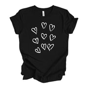 Valentine's Day Tee, Cute Hearts Collage, Valentine Hearts Design on premium unisex shirt, 5 color choices, 3x valentine, 4x valentine
