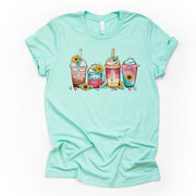 Mom Coffee Drinks Tee, Cute Mom Coffee Drinks Sunflowers, Mom Loves Coffee Design, premium unisex shirt, 3x mom, 4x mom, gift for mom