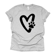 Valentine's Day Tee, Cute Heart with Paw, Animal Lover, Dog Valentine,  Design, premium unisex shirt, 3 color choices, plus valentine tee