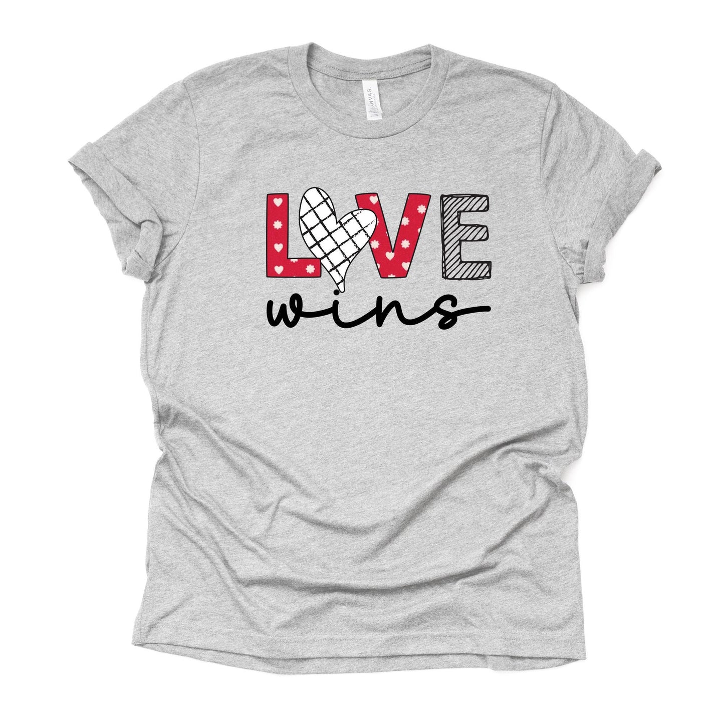 Valentine's Day Tee, Love Wins, Cute Valentine Love Wins Design, premium unisex shirt, 3 color choices, plus valentine tee
