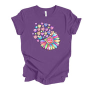 Valentine's Day Tee, Pastel Valentine Sunflower with Conversation Hearts Design, premium unisex shirt, 3 color choices, plus valentine tee