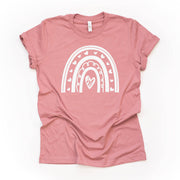 Valentine's Day Tee, Super Cute Valentine Rainbow, White Valentine Rainbow Design, premium unisex shirt, 3 color choices, plus valentine tee