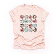 Valentine's Day Tee, Cute Western Conversation Hearts, Cowhide Hearts Design, premium unisex shirt, 3 color choices, plus valentine tee