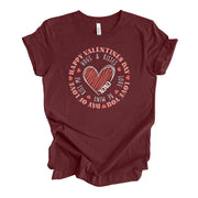 Valentine's Day Tee, Cute Happy Valentine's Day Chalk-Like Drawing Design, premium unisex shirt, 3 color choices, plus valentine tee