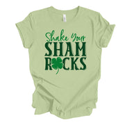 St Patrick's Day Tee, Cute Shake Your ShamRocks, Sham Rocks Design on premium unisex tee, 3 color choices, 2X, 3X, 4X, plus sizes available