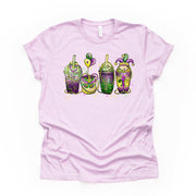 Mardi Gras Tee, Super Fun Mardi Gras Coffee Drinks, Mardi Gras design,  premium unisex tee, 3 color choices, 3x mardi gras, 4x mardi gras