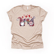 Valentine's Day Tee, Gnomes in Love, Valentine Gnome Couple Design on premium unisex shirt, 3 color choices, 3x valentine, 4x valentine