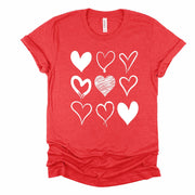 Valentine's Day, Short or Long Sleeve Valentine Hearts, Hearts Design on premium unisex shirt, 4 color choices, 2X, 3x hearts, 4x valentine