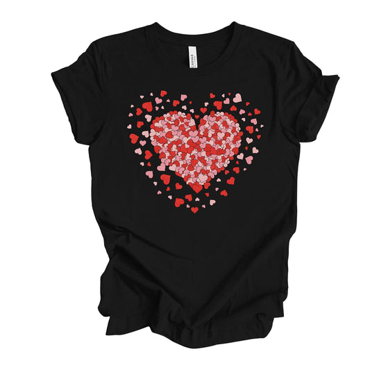 Valentine's Day Tee, Valentine Hearts, Hearts Collage, Hearts Design on premium unisex shirt, 3 color choices, 3x valentine, 4x valentine