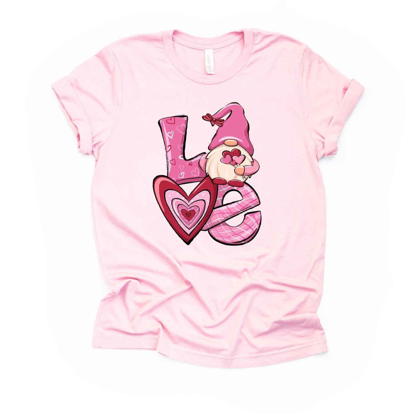 Valentine's Day Tee, Super Cute Valentine Gnome, LOVE Gnome Design, on premium unisex shirt, 3 color choices, 3x valentine, 4x valentine