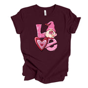 Valentine's Day Tee, Super Cute Valentine Gnome, LOVE Gnome Design, on premium unisex shirt, 3 color choices, 3x valentine, 4x valentine