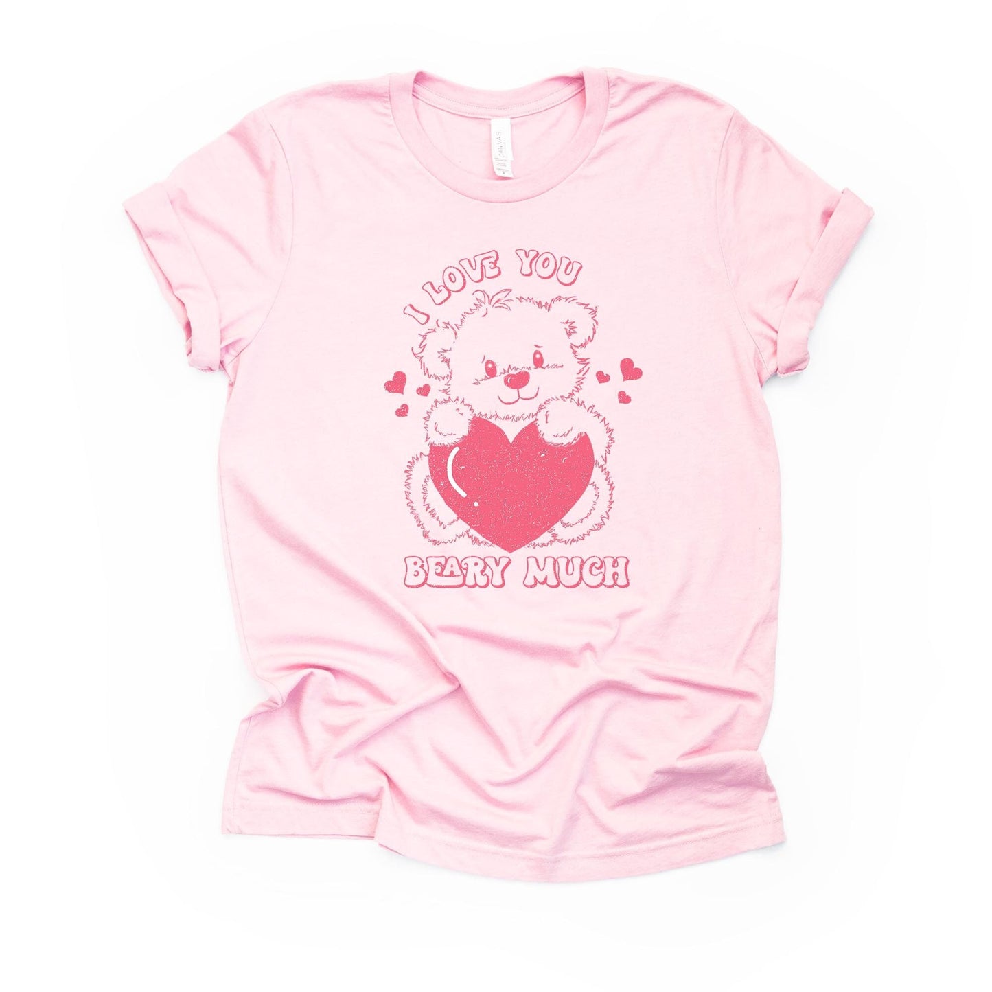 Valentine's Day Tee, Retro 80s I Love You Beary Much Bear Design, premium unisex shirt, 3 color choices, 3x valentine, 4x valentine