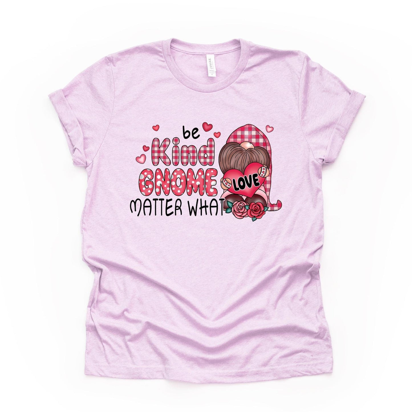 Valentine's Day Tee, Valentine Be Kind, Be Kind Gnome Matter What Design, premium unisex shirt, 3 color choices, 3x valentine, 4x valentine