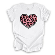 Valentine's Day Tee, Cute Leopard Pink Heart, Valentine Heart Design, premium unisex shirt, 3 color choices, 3x valentine, 4x valentine