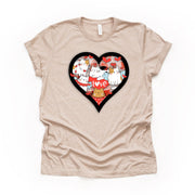 Valentine Tee, Cute Valentine Cats in a Heart, Valentine Cats Design, premium unisex shirt, 3 color choices, 3x valentine, 4x valentine