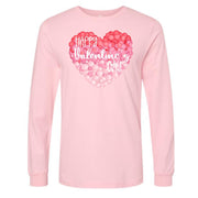 Valentine Long Sleeve Tee, Ombre Heart with Happy Valentine's Day Design on premium unisex long sleeve tee, 3x plus size long sleeve