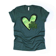 St Patrick's Day, Fun St Patrick's Hearts, Leopard Print Clover Design, premium unisex tee, 3 color choices, 3x st patrick, 4x st patrick