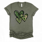 St Patrick's Day, Fun St Patrick's Hearts, Leopard Print Heart Design, premium unisex tee, 3 color choices, 3x st patrick, 4x st patrick