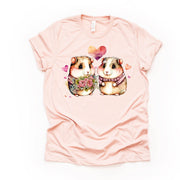 Valentine's Day Tee, Cute Guinea Pig Couple, Guinea Pig Love Design, premium unisex shirt, 4 color choices, 2X, 3X, 4X, plus sizes available